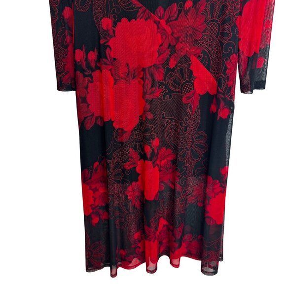 VTG Connected Apparel Dark Floral Sheer Maxi Dress Whimsigoth Dark Fairy Sz16 - Picture 5 of 9